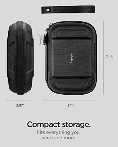 Spigen Rugged Armor Pro Gadget Pouch, Travel Pouch, Cable Storage Pouch, Convenient for Travel and Business Trips, Small Item Storage, AFA04536 (Black