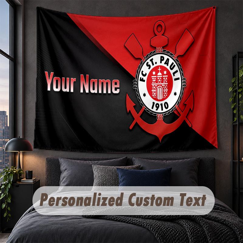 Custom Name Text Tapestry,FC St. Pauli Decorative Wall Hanging, Background Tapestry For Home Bedroom