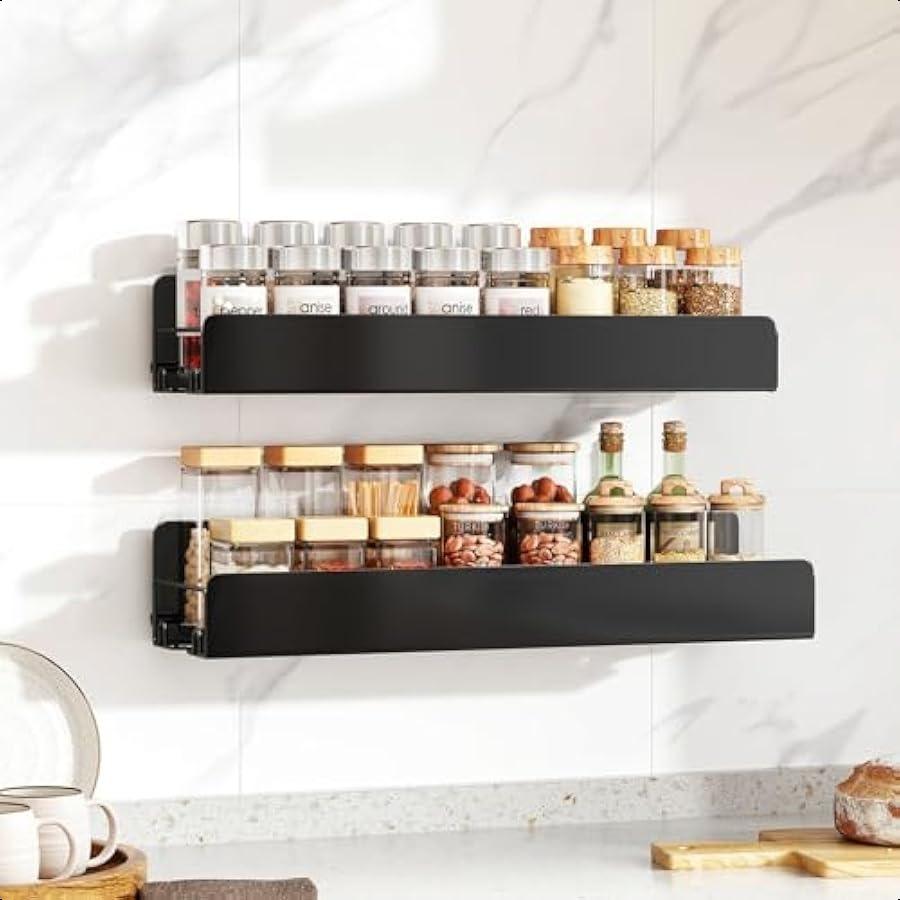 2 Pack Spice Rack Wall Mount for Home Kitchen Pantry Organizers and Storage