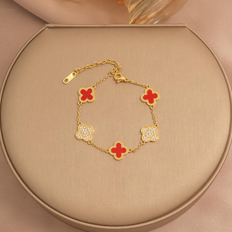 Non-fading Titanium Steel Four-leaf Clover Bracelet A High-end and Stylish Jewelry