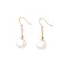 Fairy-style crescent mother-of-pearl earrings for women, natural pearl earrings, vintage charm, ultra-fairy ear accessories, new model