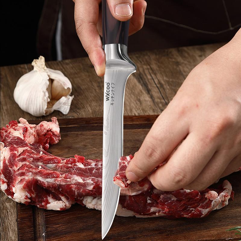 WXCOO Professional Kitchen Knives Fruit Slicing Stainless Steel Vegetable Cutter Utility Knife Japanese Chef Knife Wooden Handle
