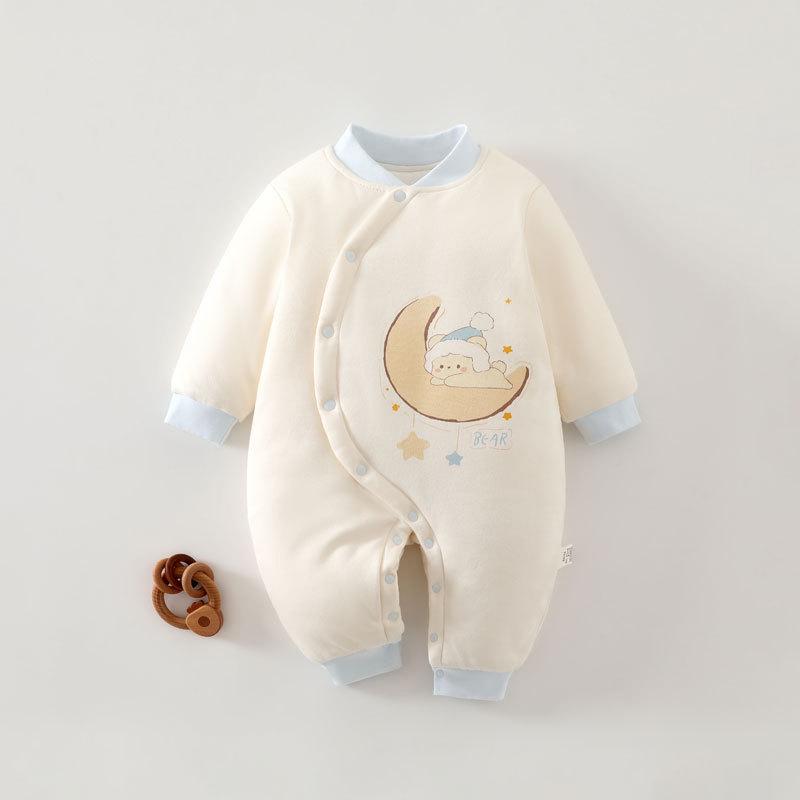 Winter-Ready Baby Bodysuit: 120g Thick Cotton Padded Romper, Pure Cotton Crawling Suit