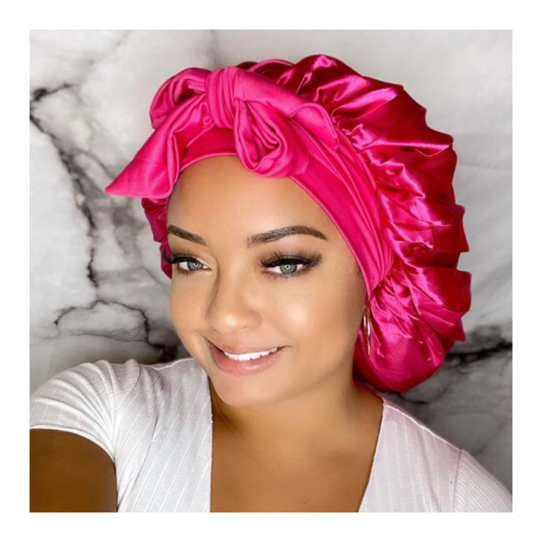 OEM Custom logo Satin Bonnets with Elastic Tie Bands Private Label Double Layered Silk Hair Bonnets чёрный
