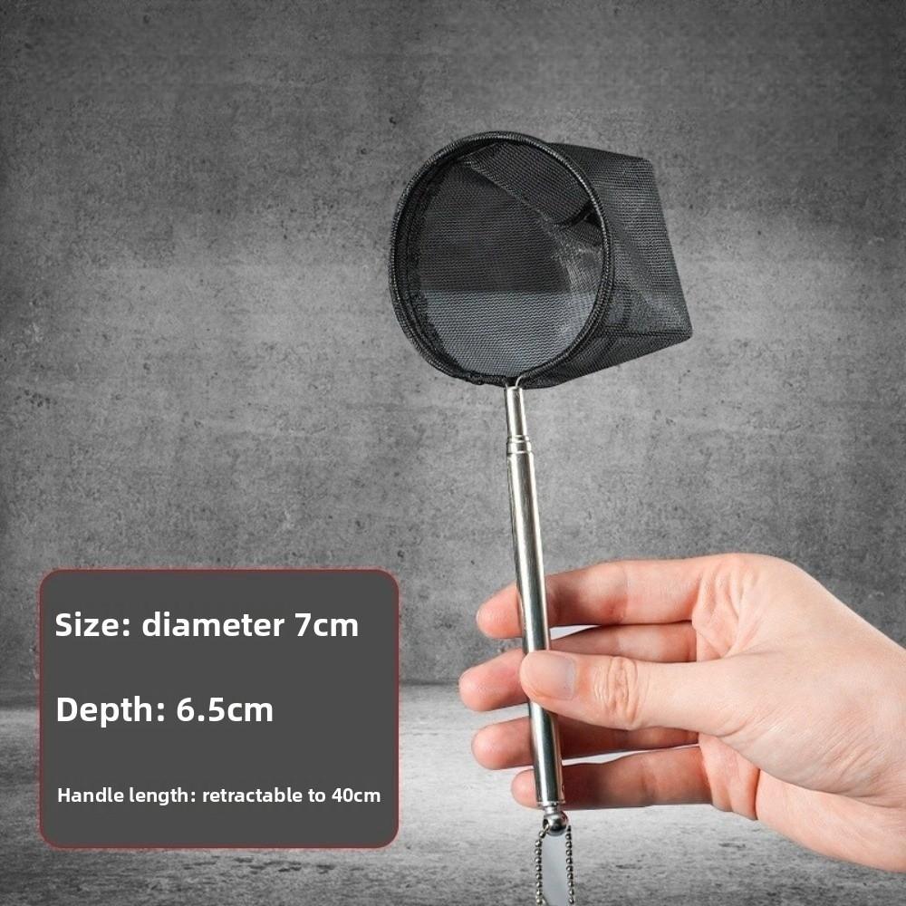 Portable Telescopic Pole Mini Fishing Nets Round Metal Handle Fish Tank Cleaner Fine Mesh Multi-size Aquarium Fish Nets Home Use