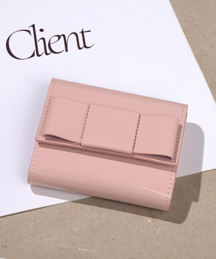 Altro Rose Pink Ribbon Tri-fold Wallet, Mini Wallet, Small Coin Purse, Card Slots, Bill Compartment, Box Coin Shape, Enamel, Elegant Design, 333229-16