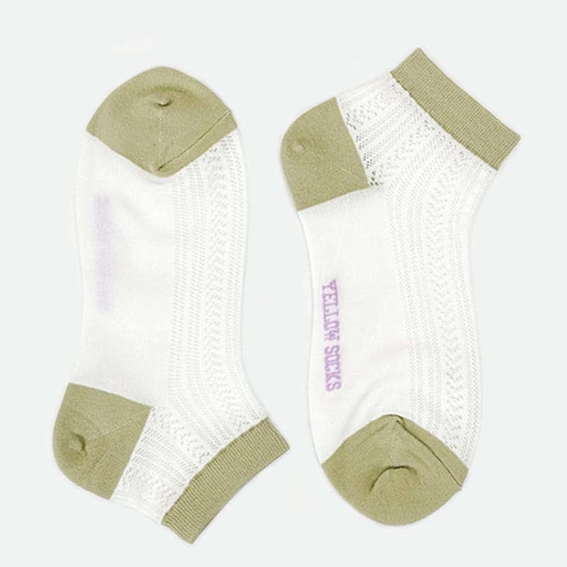 YELLOWSOCKS ANKLE SOCKS PUNCHING see-THROUGH WHITE