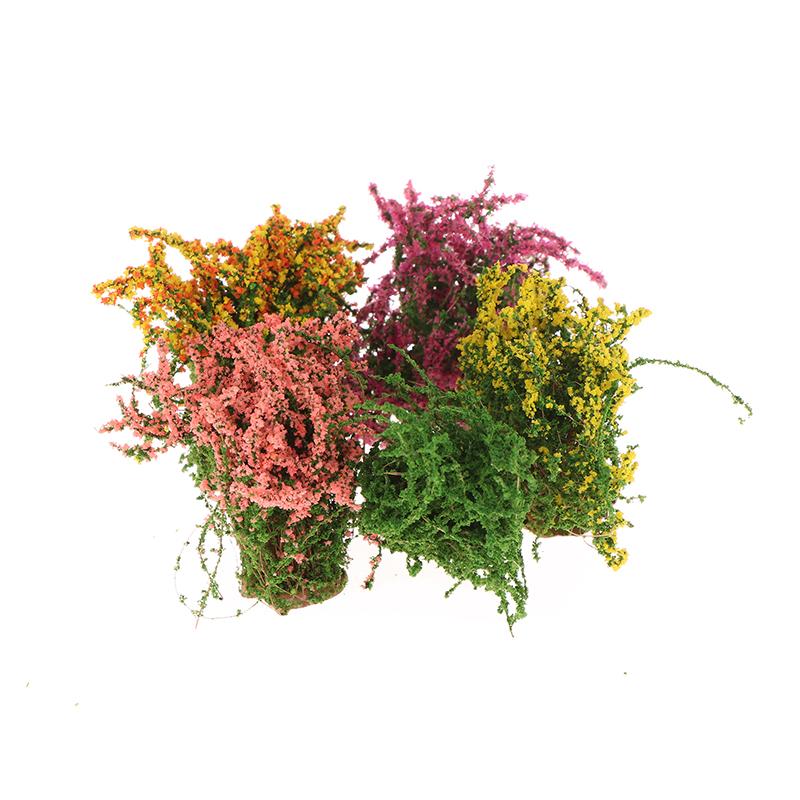 1Stk Puppenhaus DIY Dekoration 1/12 Puppenhaus Miniatur Mehrfarbiger Blumenbusch Grüne Pflanze Blumenmodell Spielzeug
