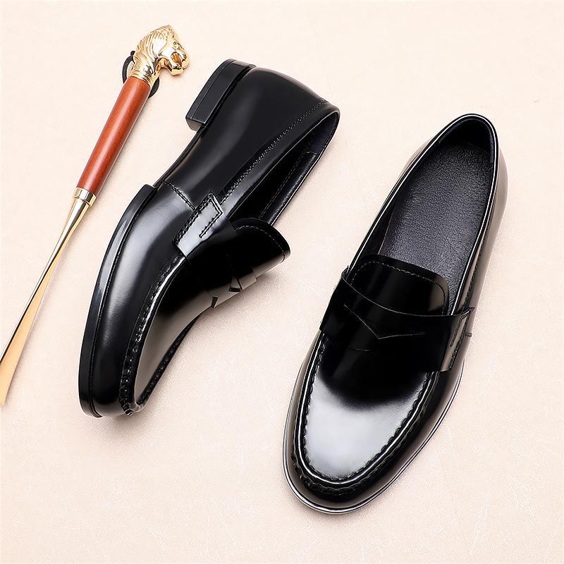 2024 Men's Fashion Shiny Leather Loafers - British Style Moccasins for Business and Casual Wear