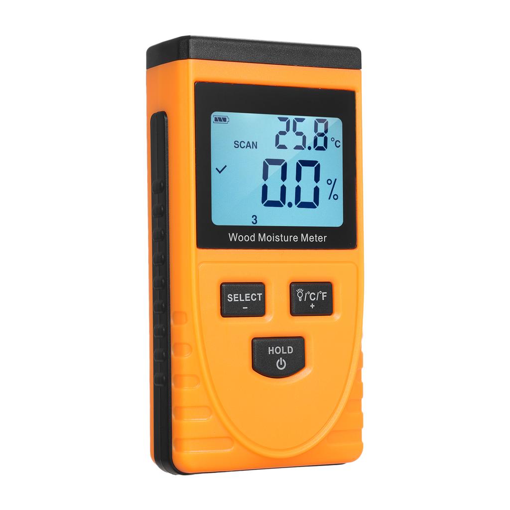 GM630 Digital Wood Moisture Meter LCD Backlit Portable Wood Moisture Tester 8 Gears Switchable with 9V 6F22 Battery for