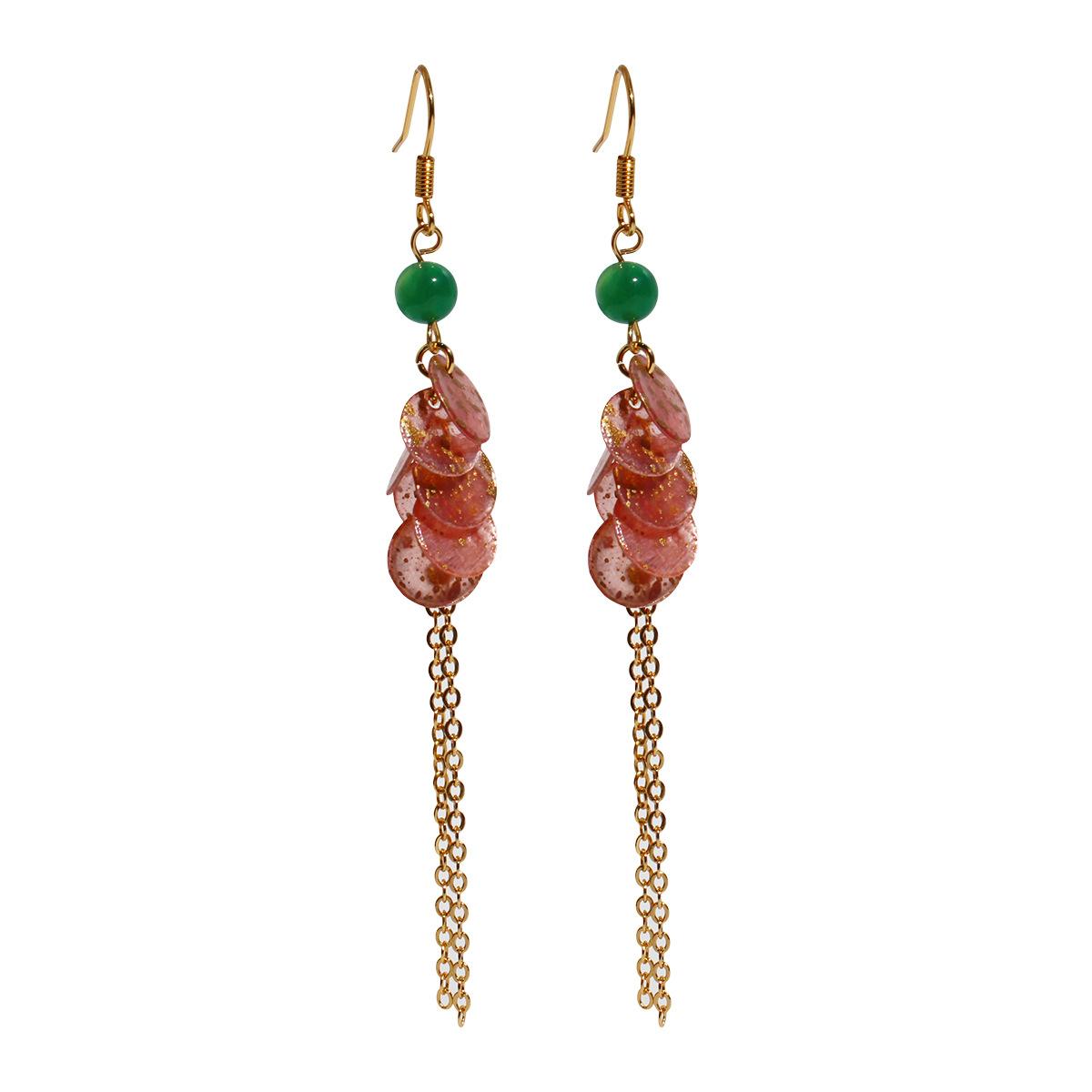 

Новые серьги с длинной бахромой из зеленого агата в китайском стиле, розовые серьги из розовой фольги с чернильными пятнами, для девочек 653