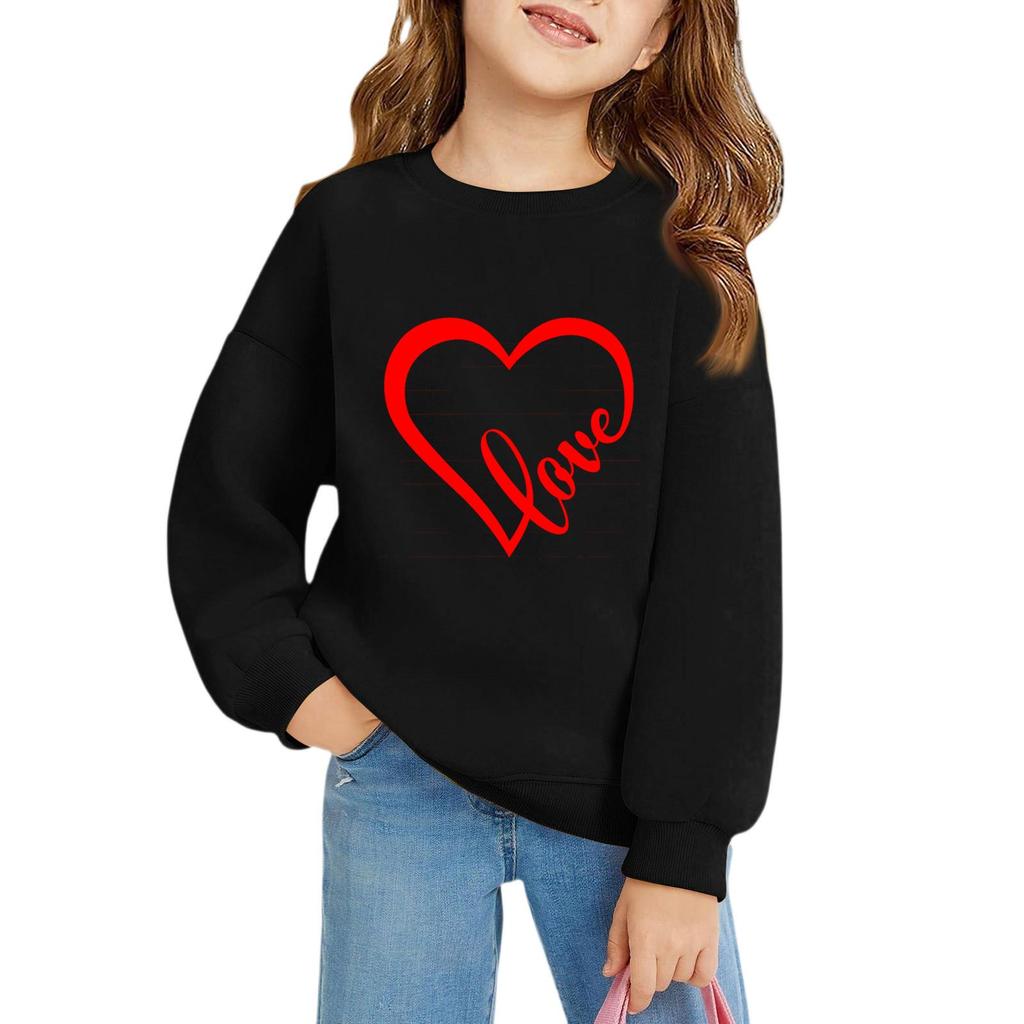 Mädchen Rundhals-Pullover für Kinder Bedruckte Baby-Oberteile Valentinstag