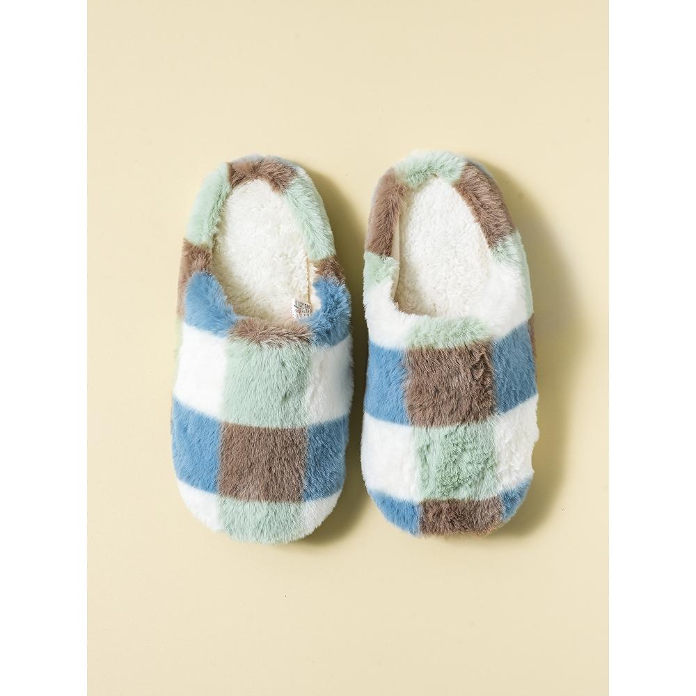 

Daiso Check Pattern Fur Clogged Living Room Shoes 230 250 Mm