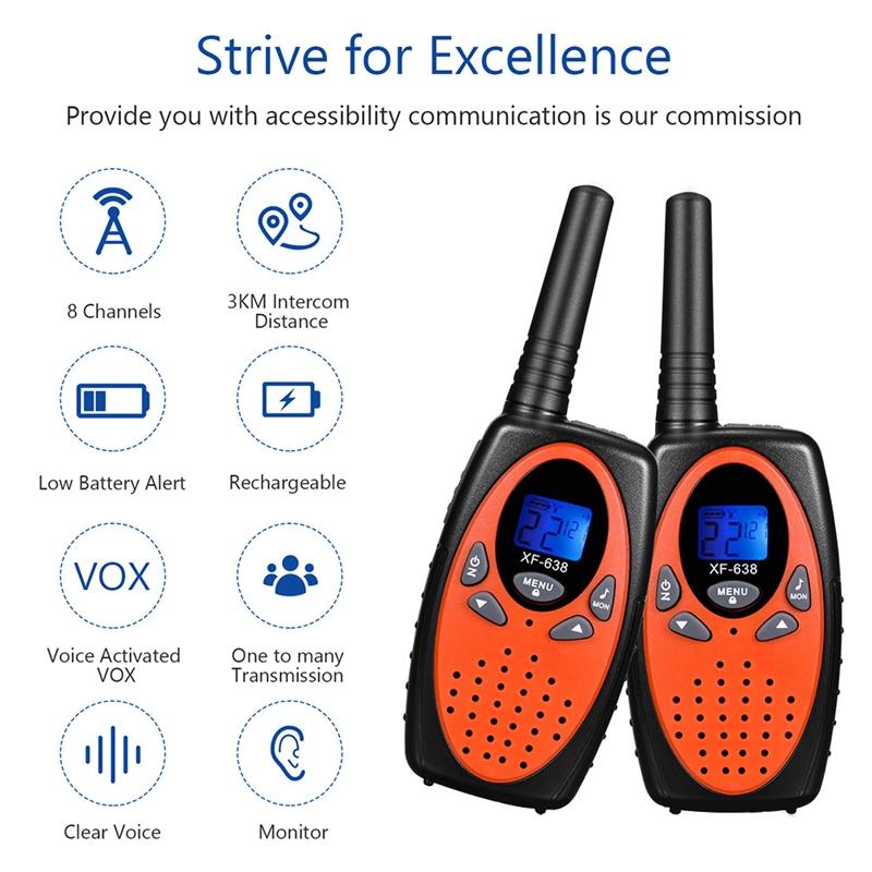 L67A 2 STÜCKE XF638 Walkie Talkies für Kinder, Spielzeuggeschenke für Jungen Mädchen, 2-Wege-Funkgerät 22 Kanäle VOX, Für Camping Wandern Indoor Outdoor