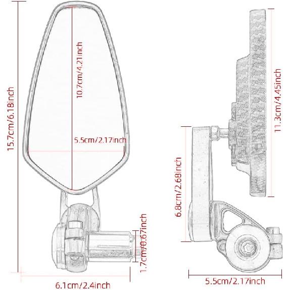 7/8'' 22mm Motorcycle End Bar Mirror Universal Foldable Motorbike Side Mirror for Bobber Cafe Racer Street Bike (Blue)