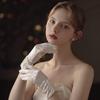 Pearl Decor Full Finger Gloves Ruched Cuff Wedding Accessories Gloves Bridal Gloves  Photoshoot Use
