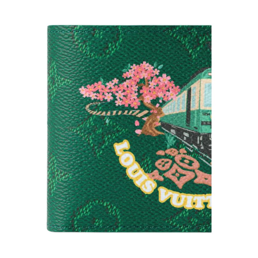 Louis Vuitton X Nigo Slender Logo Pattern Print Monogram Coated Canvas Wallet Men Wallet Green M25986
