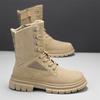 Fashion Stylish Winter Men Ankle Boots Autumn High Quality Sneaker Leather Plush Snow Desert Boots Work Shoes Men Outdoor Snow Boots