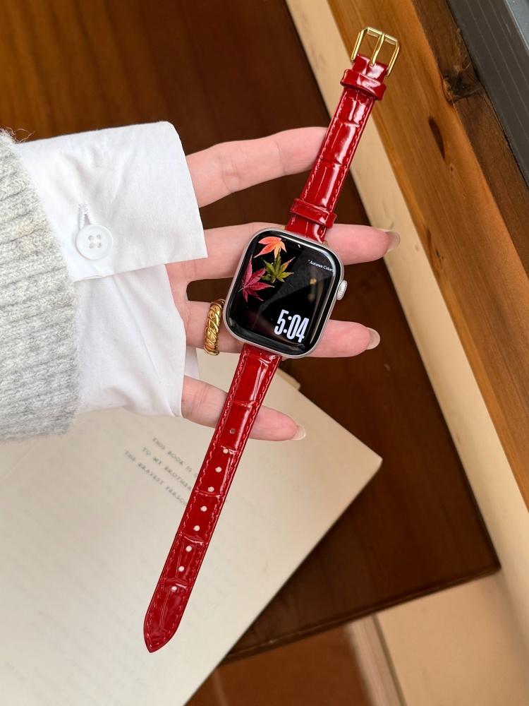 Leather Slim Band For iWatch Ultra 11 10 9 8 7 6 5 Se Woman Bracelet Strap For Apple Watch 38mm 40mm 41mm 42mm 44 45mm 46mm 49mm