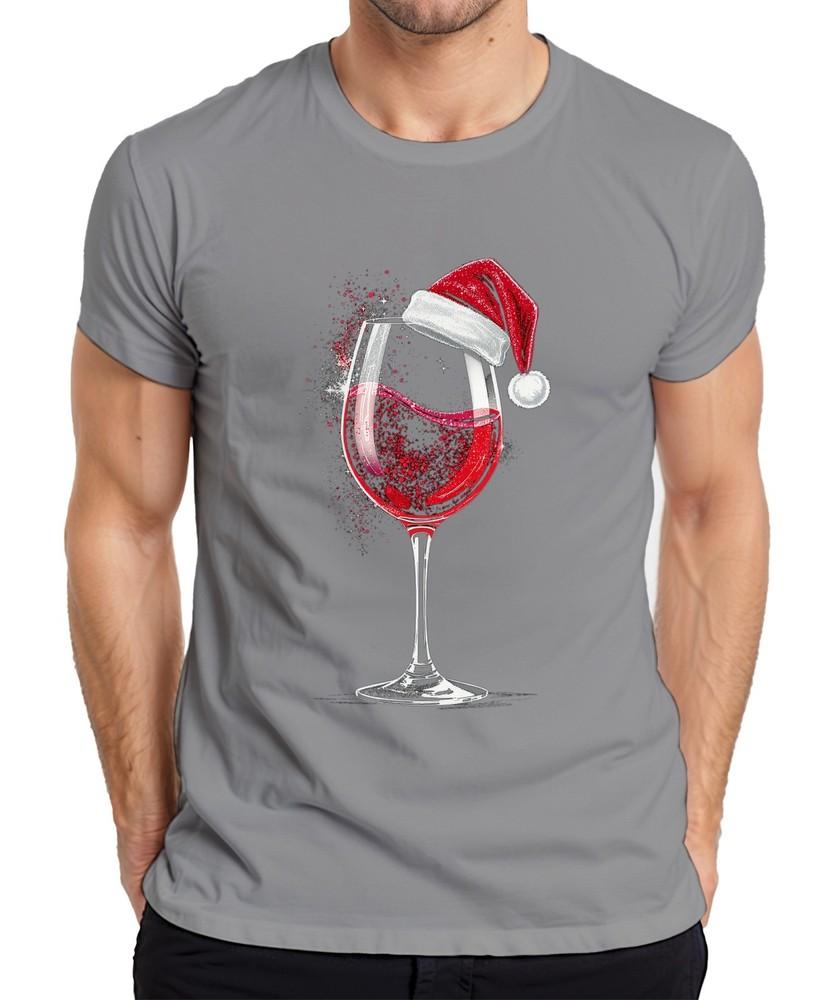 Wine Glass Santa Hat Red Wine Xmas Gift Wine Party Unisexs TShirt