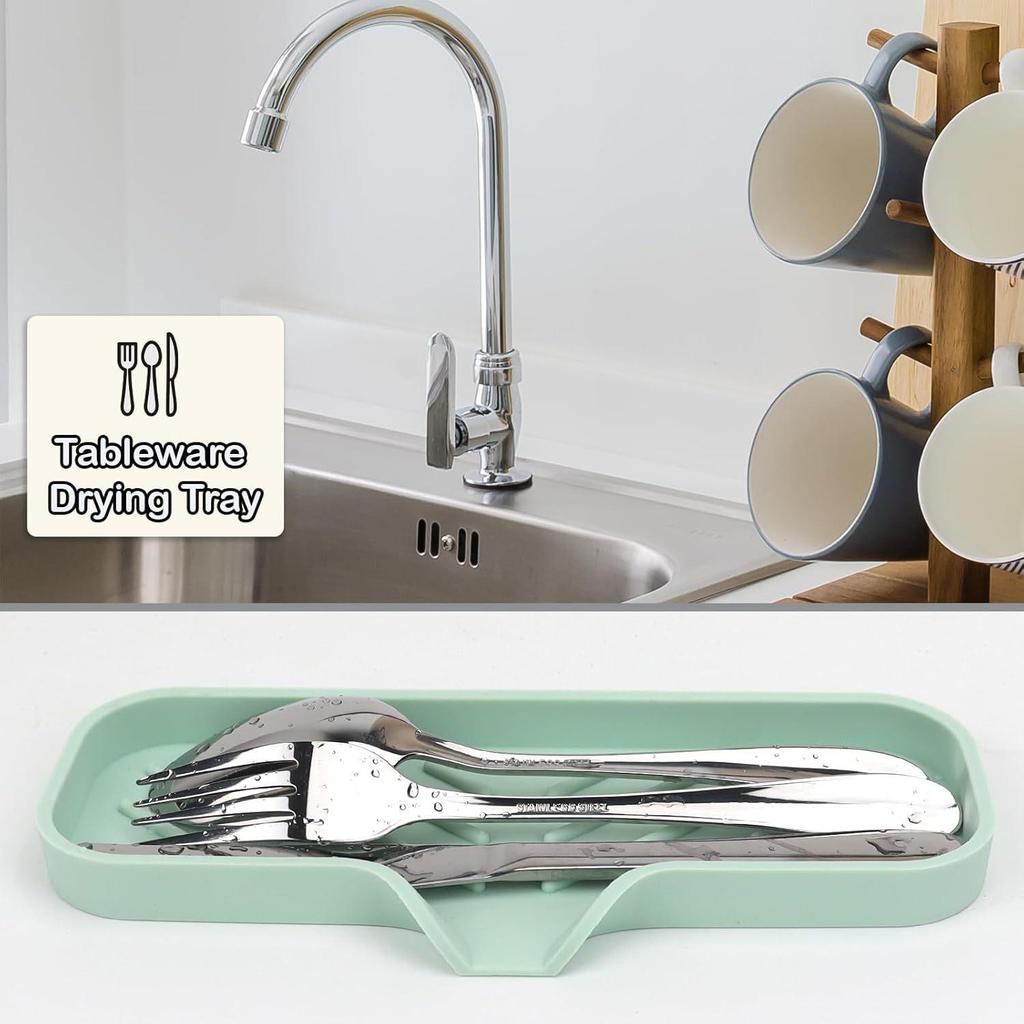 Multifunctional Silicone Soap and Sink Drain Mat - Non-slip, Water Collection Countertop Accessory