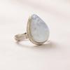 Rainbow Moonstone Pear Statement Ring, 925 Sterling Silver Jewelry, Handmade Blue Flash Gemstone Ring