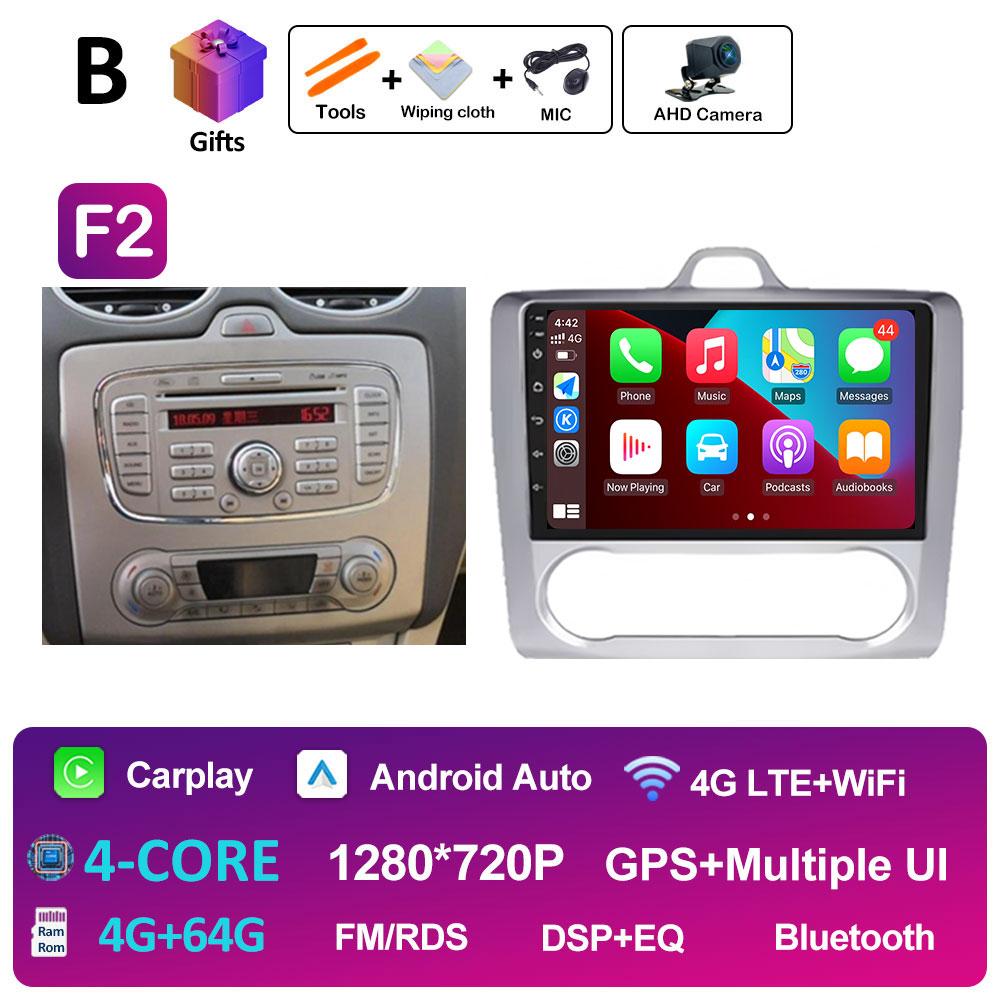 Car Video For Ford Focus 2 3 Mk2 Mk3 2004 2005 2006 2007 - 2011 Radio Player Wireless Carplay Android Auto Touch Screen No 2 Din