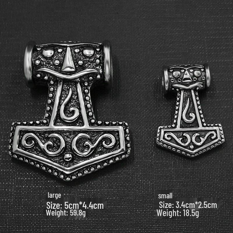 

European & American Thor s Hammer Pendant: Retro Titanium Steel Jewelry for Men - Style QD967 Small: 3.4cm x 2.5cm