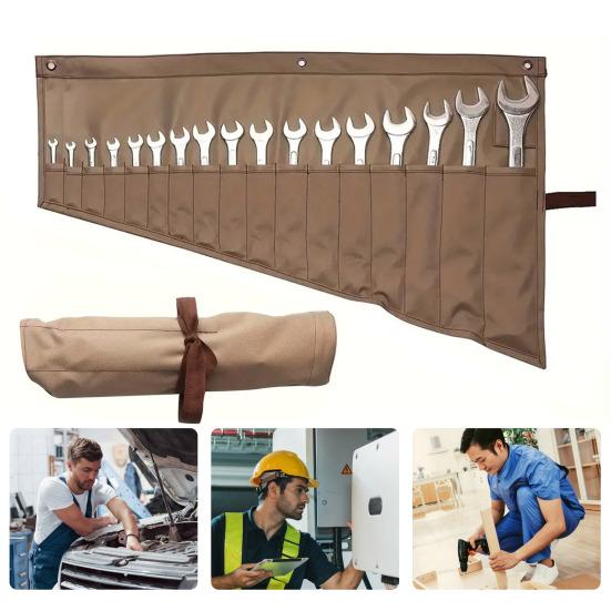 Organizér na klíče Taška na uložení nářadí s 16 kapsami Skládací design Snadno se přenáší Přenosná rolovaná taška na nářadí Organizér tašky