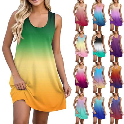 Women's Casual Sundress With Pockets Summer Boho Beach Dress,Holiday Hresses for WomenT-Shirts Dress U Neck Loose Tank Dresses