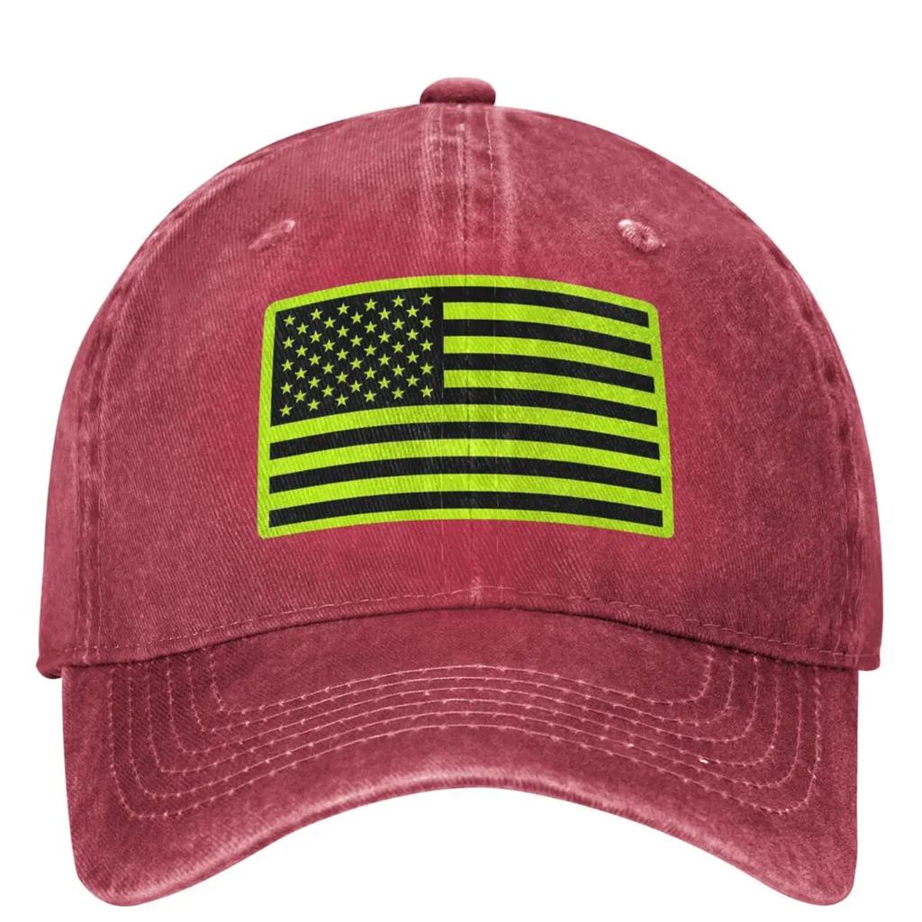 American Flag Construction Safety Green Flag 4th Of July Baseball Cap Sport Breathable Hip Hop Hats Women Unisex Baseball Caps