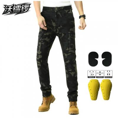 Herren Motorrad-Fahrhose Mit Knieschutz Taktisches Cargo-Design Baumwolle Outdoor Motorrad Schutzhose