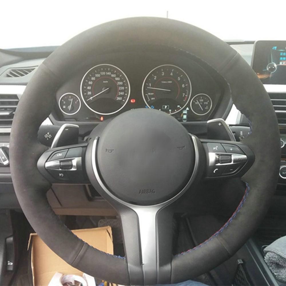 Car Steering Wheel Cover Black Suede Leather For Bmw F87 M2 F80 M3 F82 M4 M5 F12 F13 M6 F85 X5 M F86 F33 X6 M F30 M Sport