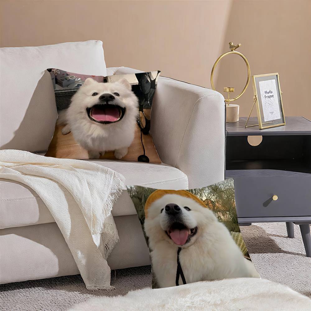 Happy Cute Puppy Smiling Sunshine Pillow Case Comfort Sofa Bed Silky Elegant Invisible Zipper Decorative Cushion Cover