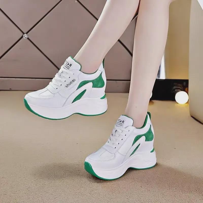Women's Height-Enhancing Sneakers - 2023 Fashion - Thick-Soled Slimming Casual Shoes - Spring & Autumn White Dad Shoes
