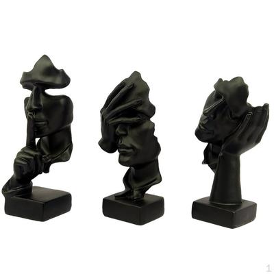 3 estatuas de pensador para decoración del hogar, esculturas de resina para estudio, escritorio y sala de estar.