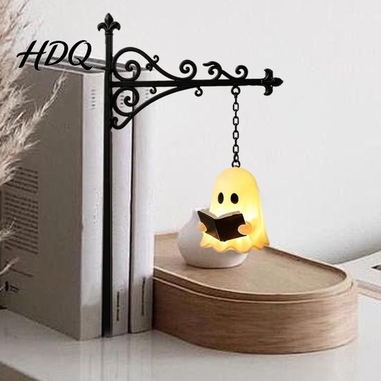 Iron Bracket Desk Light Ghost Bookshelf Night Light Reading Lantern with Sliding Insert Board Retro Metal Lamp Vintage Cozy Warm Decor for