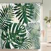 Green Plant Leaves Printed Shower Curtain Waterproof Polyester Curtain With Hook Decoration Bathroom Curtain 3D Shower Curtains