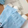 Women's Blue Fat Cat Cartoon Socks – Cute 3D Ears, Feather Yarn, All Cotton, Low-Cut Boat Style
