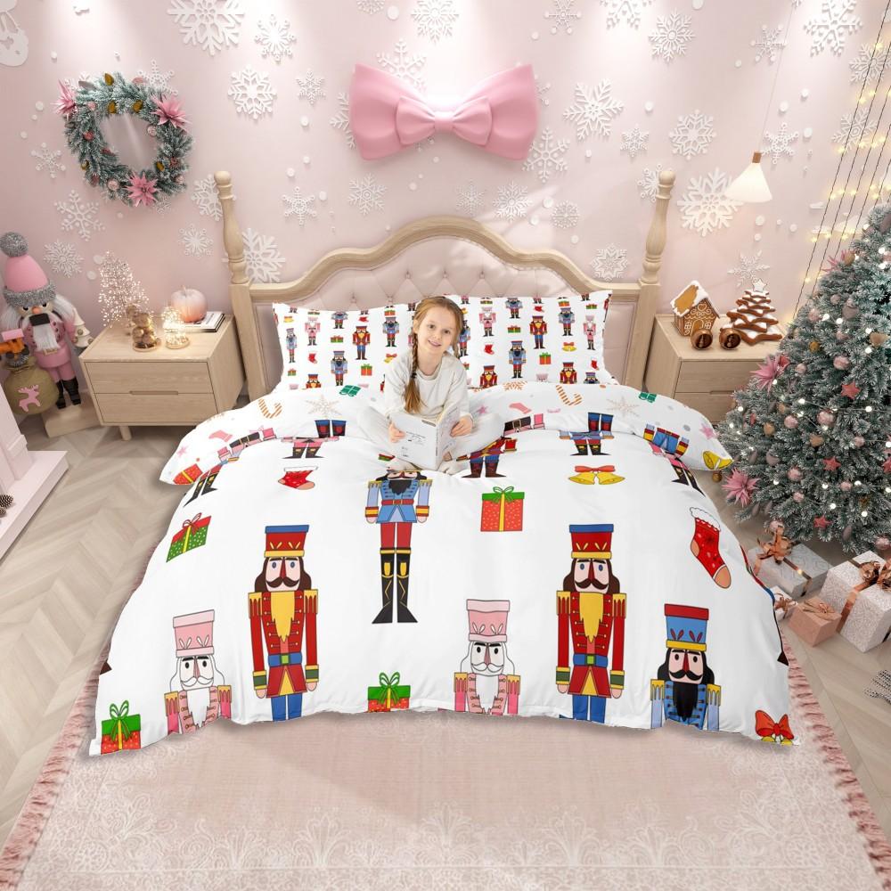 

Homewish Royal Nutcracker Guard Duvet Cover Set for Kids,Kawaii Santa Claus Bedding Set,Yellow Green Christmas Bed Set DE XS 100x135cm 2pcs&set
