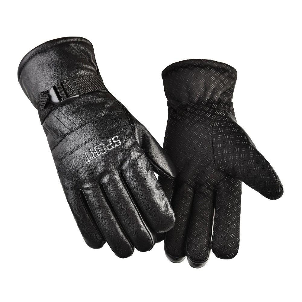 Keep Warm Men Leather Mittens Multifunction Driving Gloves Gift Winter Ski Gloves  Cycling