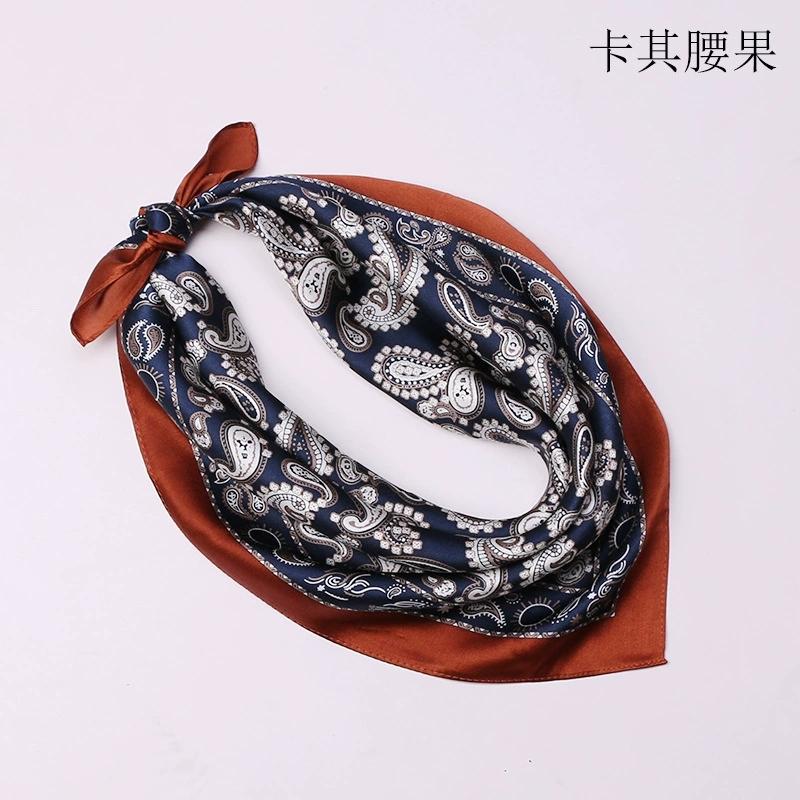 53cm 100% Silk Men's Luxury Printed Decorated Small Square Scarf Foulard Hijabs For Men