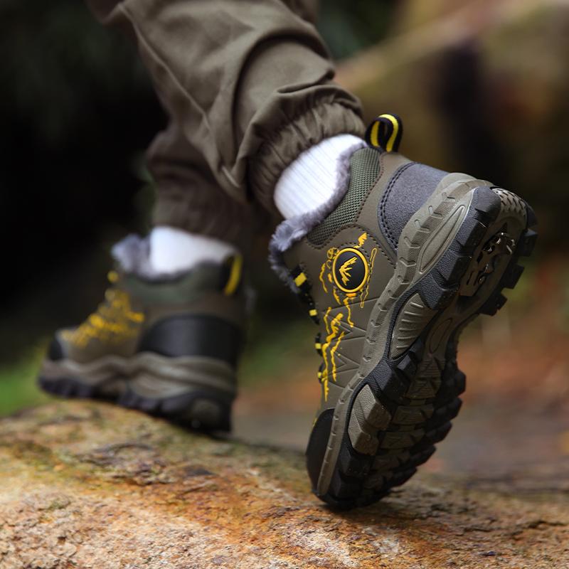 Winter Children Anti Slip Wear Resistant Velvet Warm Outdoor Hiking Shoes Cotton Shoes Snow Boots Sports Leisure Shoes Boys Girls Snow Boots