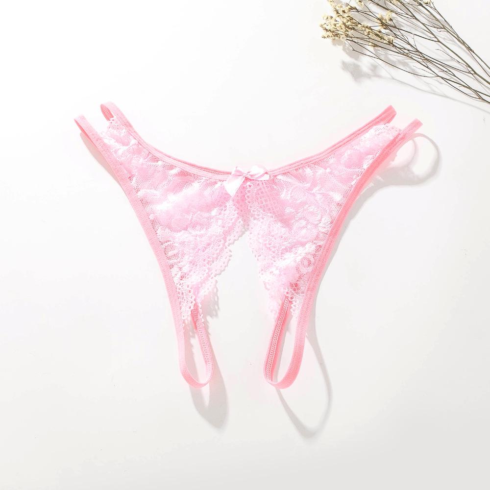 Women's Sexy Lace Crotchless Thong - Transparent, Insertable, Passionate T-back with Exposed Buttocks