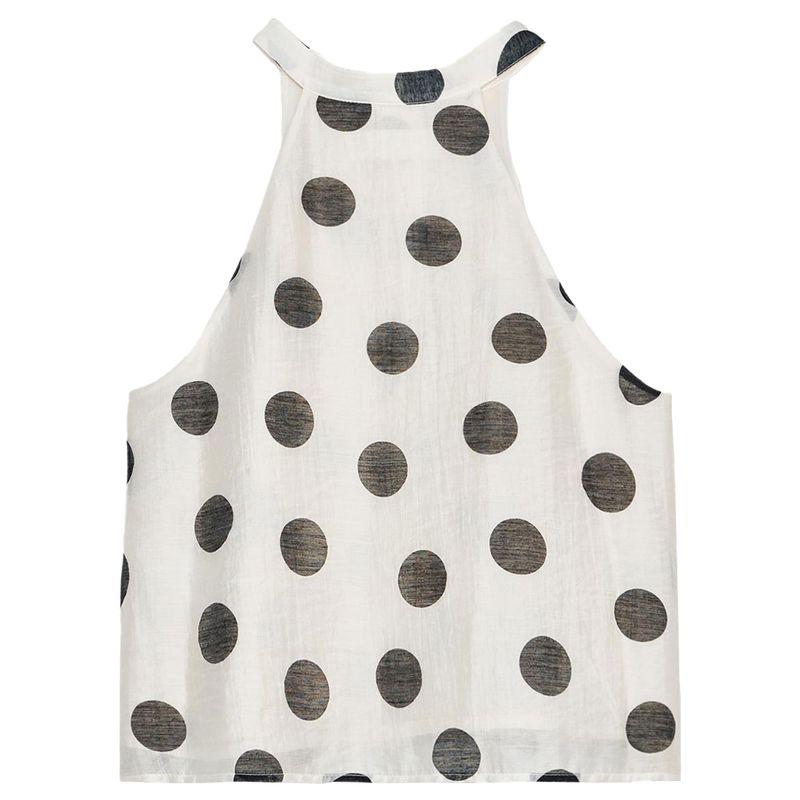 Zaprha 2025 New Arrival Western Style Youthful-Looking Loose Polka Dot Hanging Collar Temperament Leisure Short Top for Women 1608052