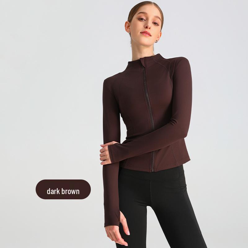 Women's Slim Fit Quick-Dry Zip-Up Yoga Top - Long Sleeve & Bare Feel