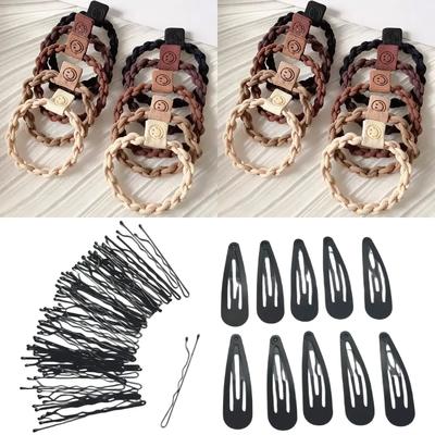 Hair Styling 3-Piece Set: Sturdy, High-Elasticity Hair Ties, Snap Clips, Bobby Pins
