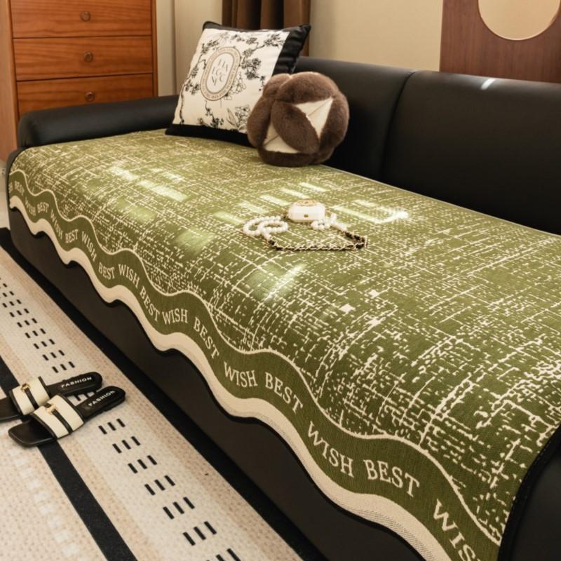 Winter Retro Chenille Sofa Cover Non-Slip Couch Slipcover Protector Universal Irregularity Letters Fleece Sofa Cushion