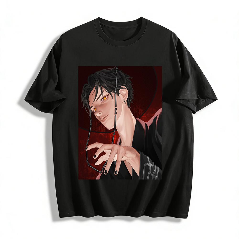 

Dark Style Cool Evil Boy Print Trendy T-shirt Street Style Loose Casual Unisex Short Sleeve Top Pure cotton T-shirt 6XL