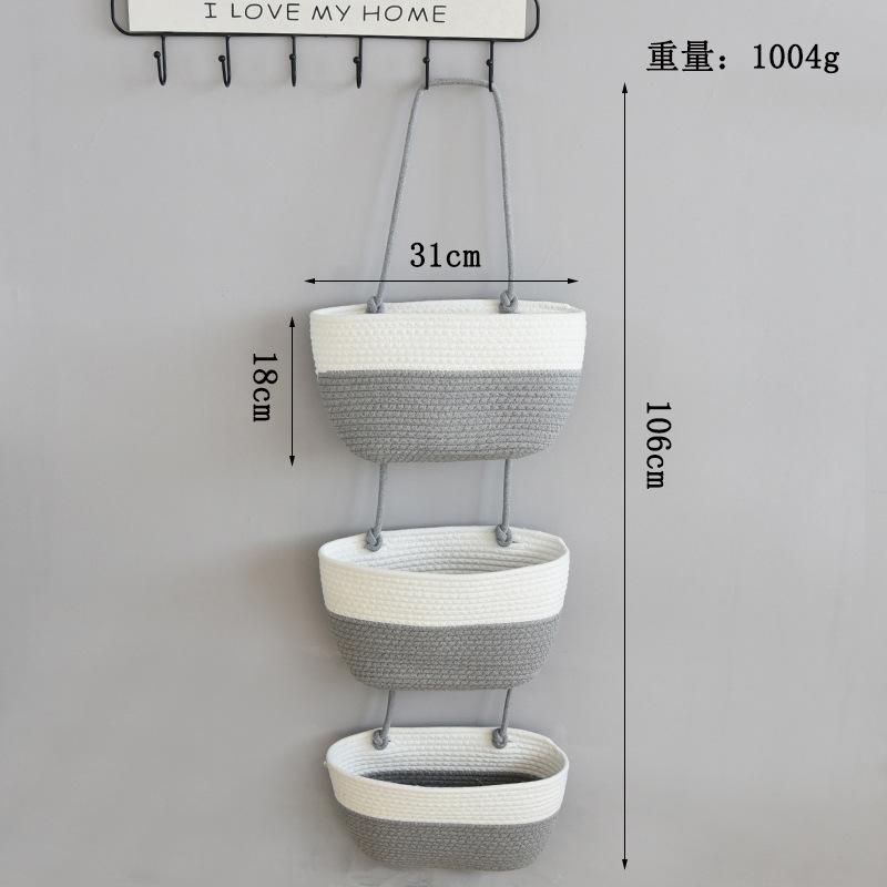 Wall-mounted hanging basket storage hanging basket decorative wall storage basket three-layer household home hanging